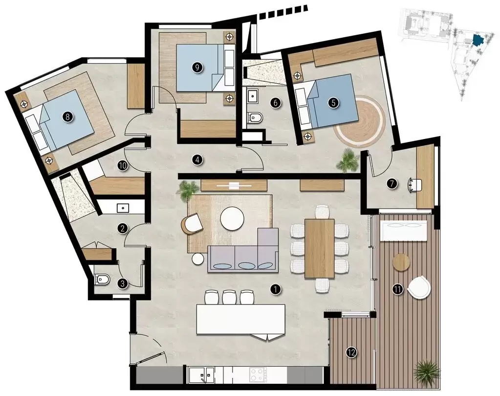 3-Bedroom Apartment Type 1 (A101 - A102 - A202 - D001 - D101 - D201)